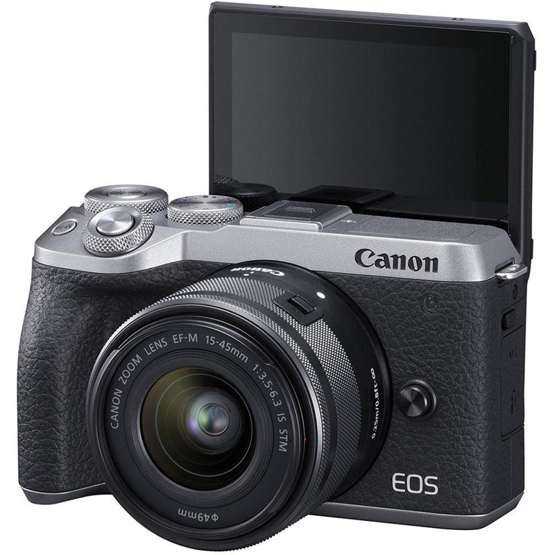 Canon EOS M6 Mark II Mirrorless Digital Camera with 15-45mm Lens - Silver - Hashtechguy
